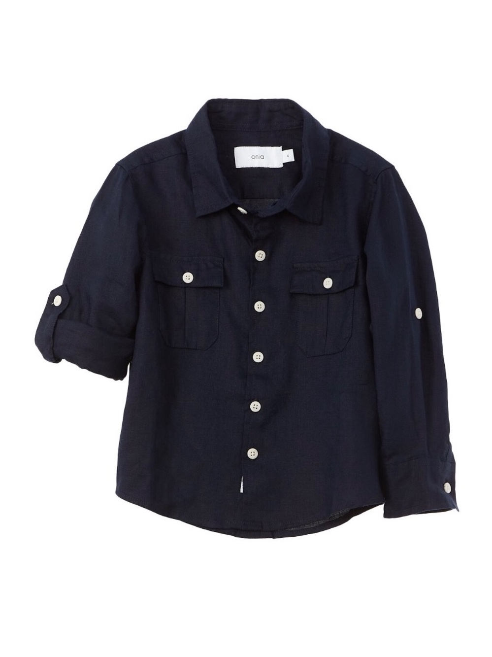 Onia Kids Garret Linen Woven Shirt in Deep Navy, NWT